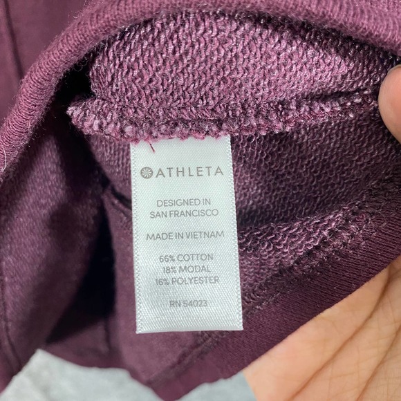 Athleta Dress XS Maroon Purple Short Sleeve Embrace Knit Mini Waist Tie NEW - Picture 8 of 12